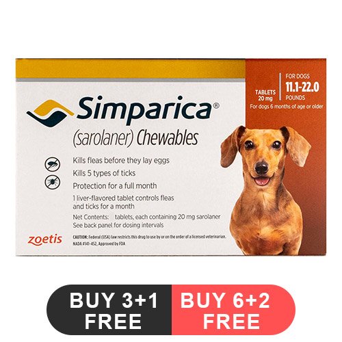 Simparica Chewable Tablet for Dogs 11.1-22 lbs (Brown)