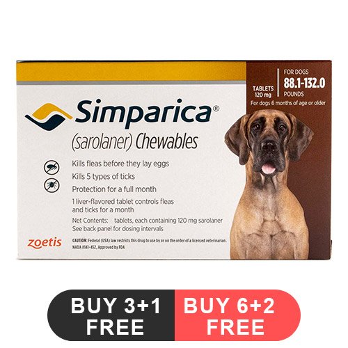 Simparica Chewable Tablet for Dogs above 88 lbs (Red)