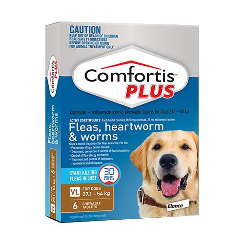 Comfortis Plus (Trifexis) Chewable Tablets For Very Large Dogs 27.1-54 Kg (60.1 - 120lbs) Brown
