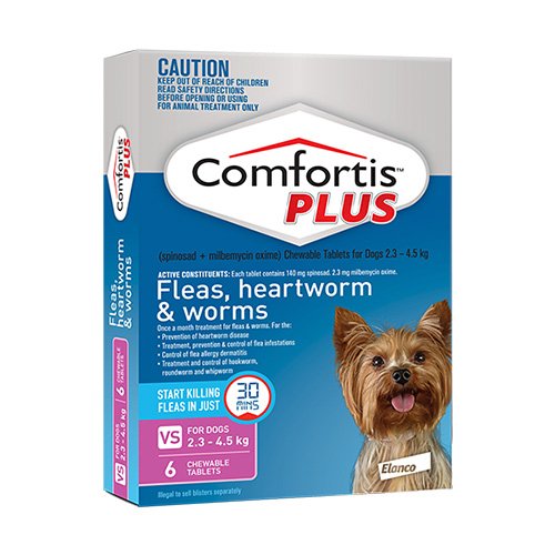 Comfortis Plus (Trifexis) Chewable Tablets For Very Small Dogs 2.3-4.5 Kg (5 - 10lbs) Pink