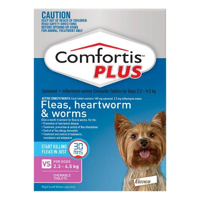 Comfortis Plus (Trifexis) Chewable Tablets For Very Small Dogs 2.3-4.5 Kg (5 - 10lbs) Pink