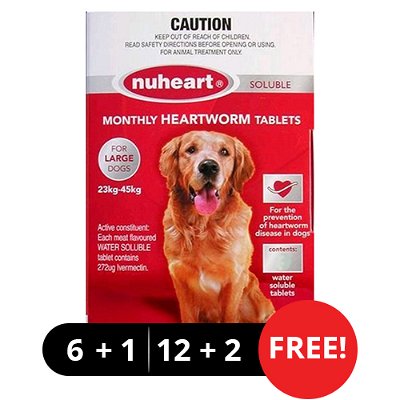 Heartgard Plus Generic Nuheart for Large Dogs 51-100lbs (Red)