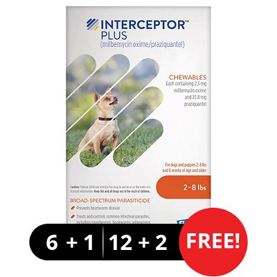 Interceptor Plus Chew (Interceptor Spectrum) For Dogs 2-8lbs (Orange)