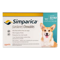 Simparica Chewable Tablet for Dogs 22.1-44 lbs (Blue)