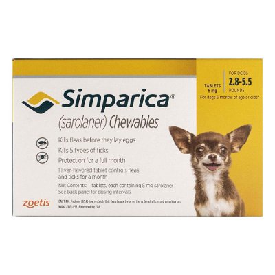 Simparica Chewable Tablet for Dogs 2.8-5.5 lbs (Yellow)