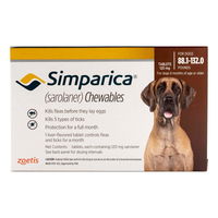 Simparica Chewable Tablet for Dogs 88.1 - 132 lbs (Red)