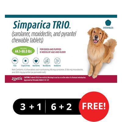 Simparica TRIO for Dogs 44.1-88 lbs (Green)